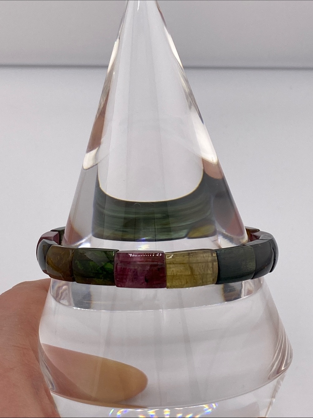Multi-color Tourmaline Tile Stretch Bracelet